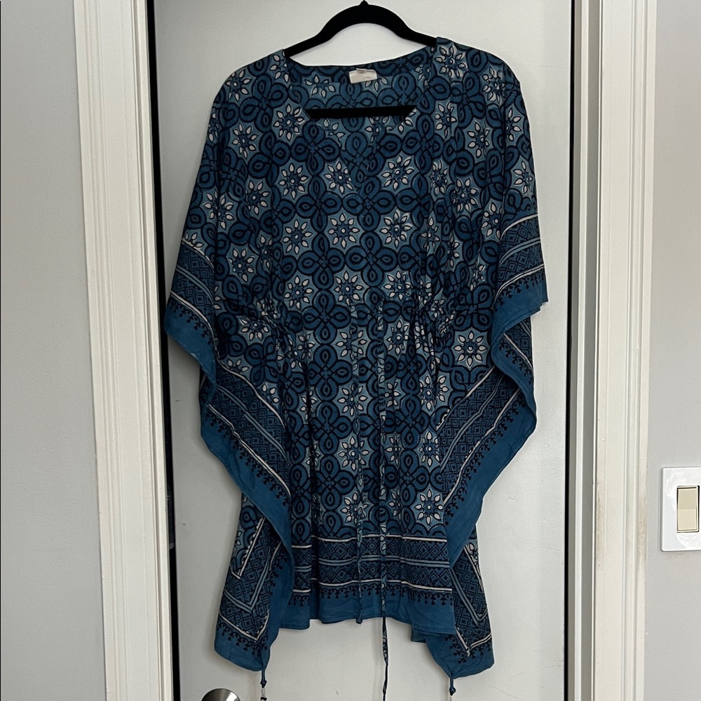 Blue Patterned Women's Swim Coverup